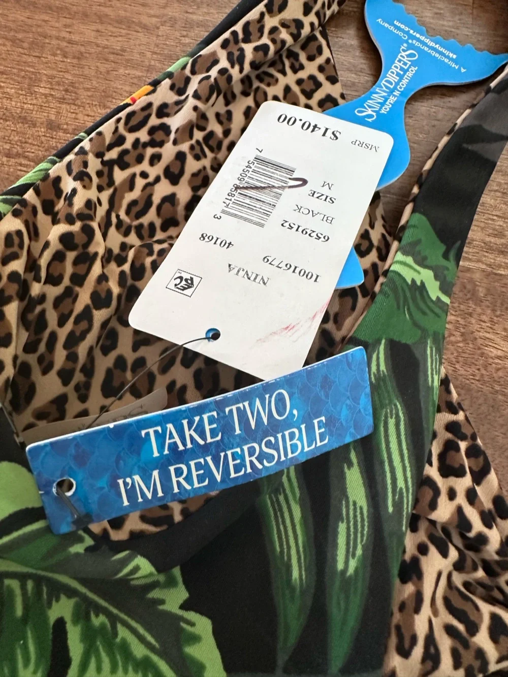 Reversible Tropical Leaf/Leopard One Piece Swimsuit